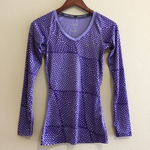 Nike Tops - Nike Pro Fitted Long Sleeve Dri Fit Dot Pattern